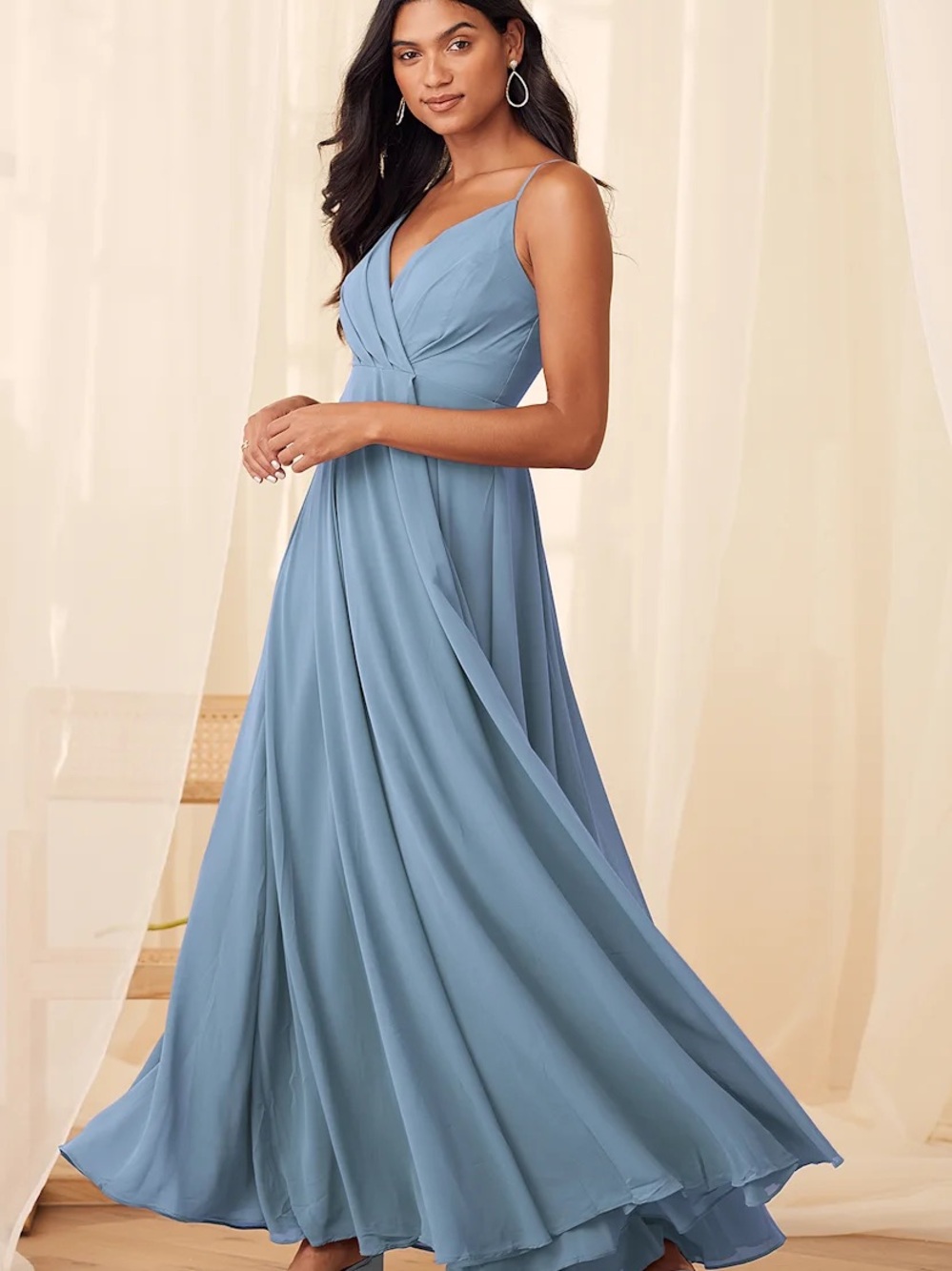 Lulus All About Love Slate Blue Maxi Dress size small